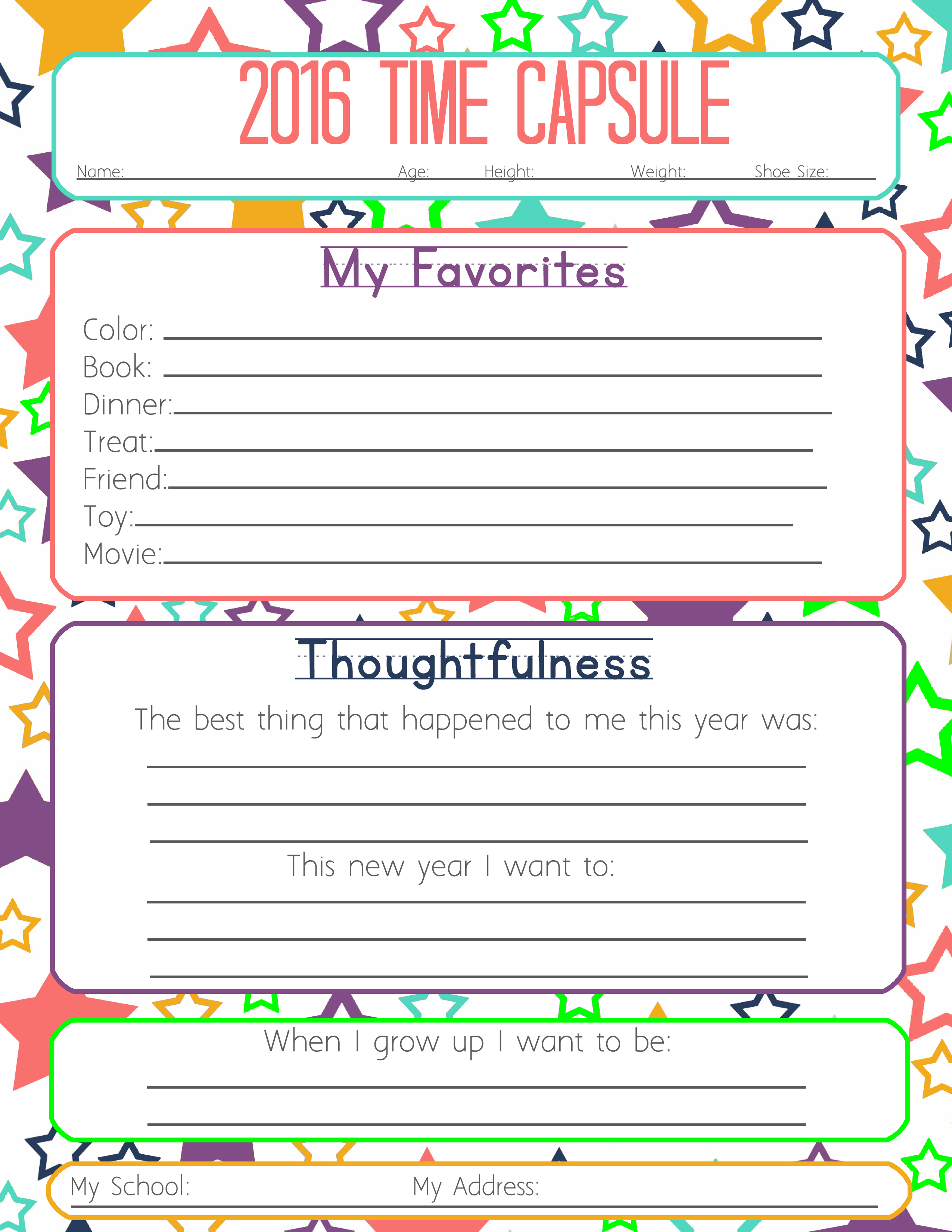 New Years Resolution & Time Capsule Worksheets and Activities for Kids