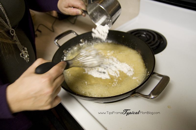 making a roux for potato soup