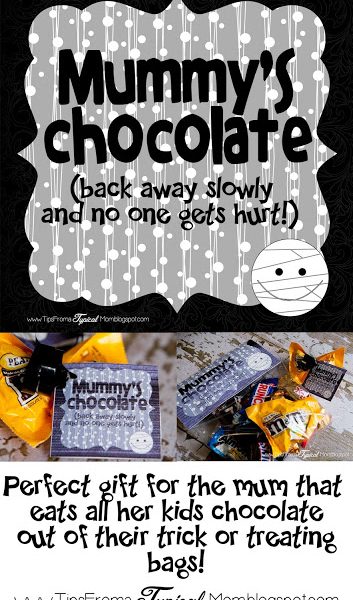 Mummy’s Chocolate Gift Tag for Mom on Halloween