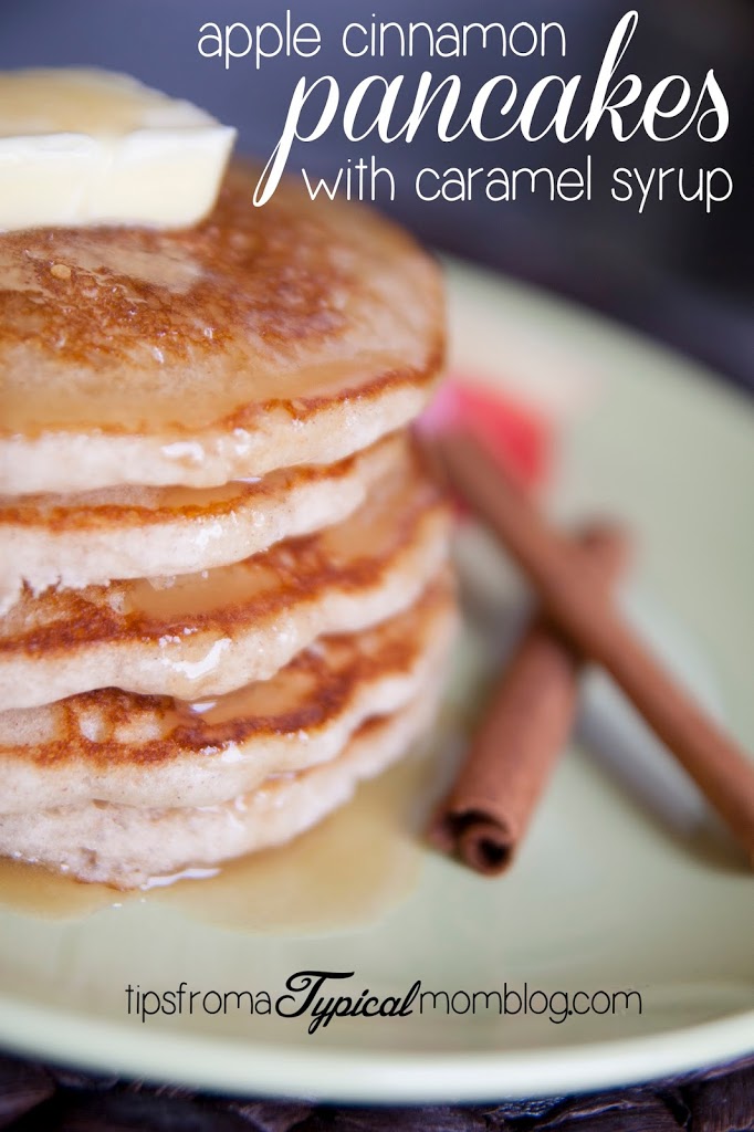 Fresh Apple Cinnamon Pancakes with Homemade Caramel Syrup