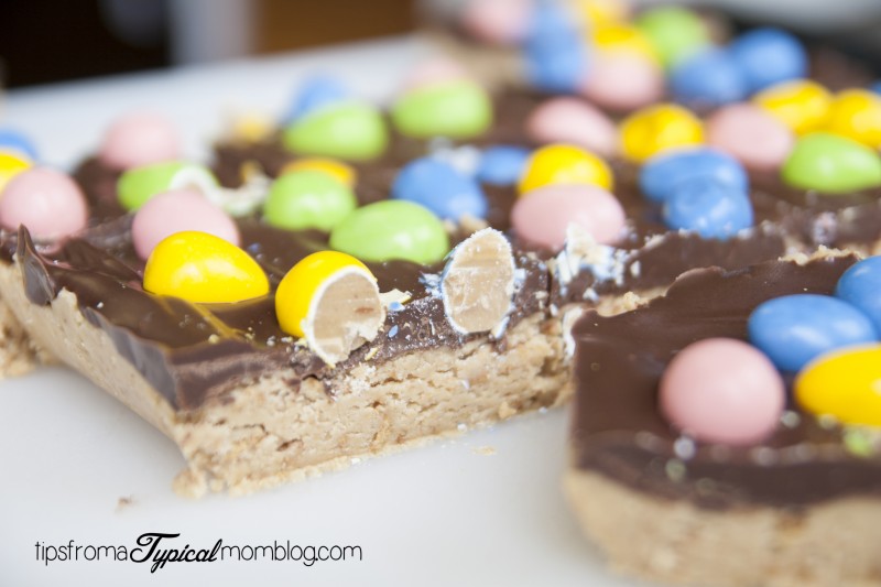Reese's Pieces Easter Egg No Bake Peanut Butter Bars