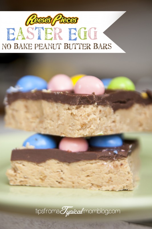 Easter Egg Reese’s Pieces No Bake Peanut Butter Bars