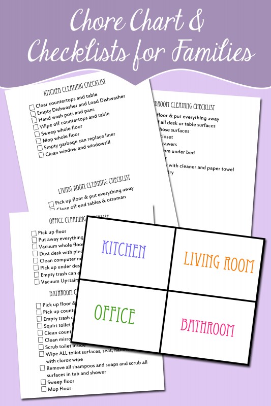 Family Chore Organizational chart and checklists free