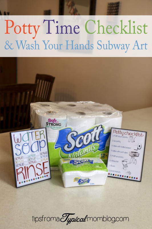 Potty Time Checklist and Wash Your Hands Subway Art with Scott Bath Tissue Naturals