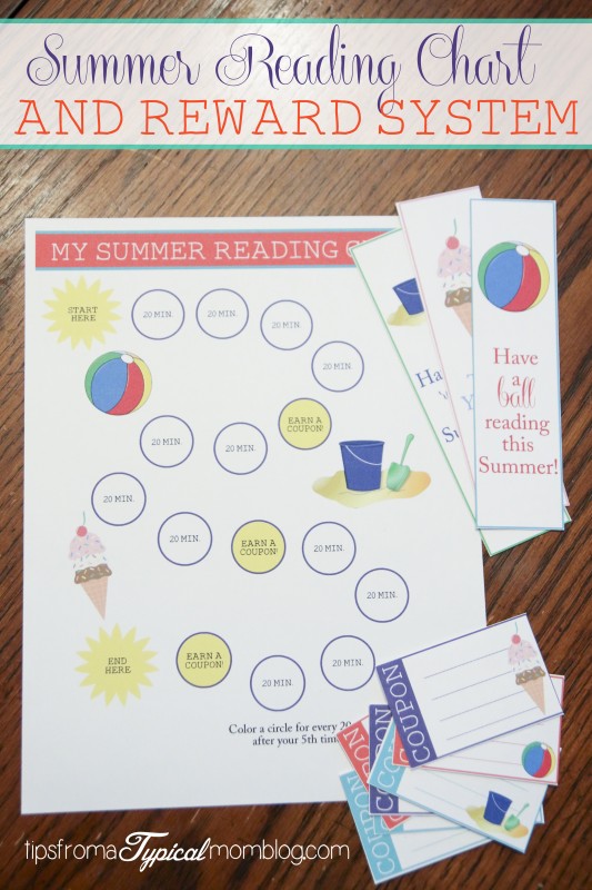 Summer Reading Chart and Reward System for Kids
