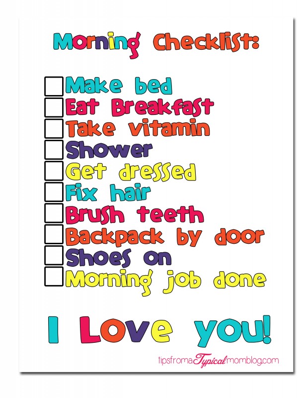 Back to school morning routine with free morning checklist printable