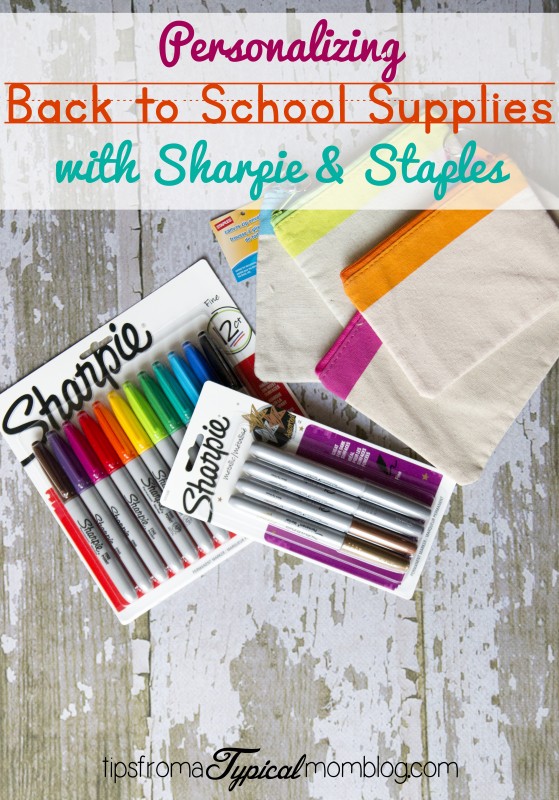 Personalizing School Supplies with Sharpie and Staples