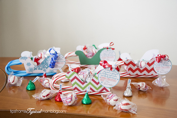 Free Printable Sleigh Candy Gifts with Gift Tags