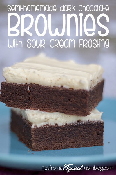 Semi-Homemade Dark Chocolate Brownies with Sour Cream Frosting