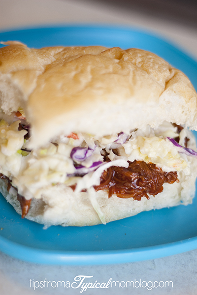 Crock Pot BBQ Pulled Pork Sandwiches with Cole Slaw