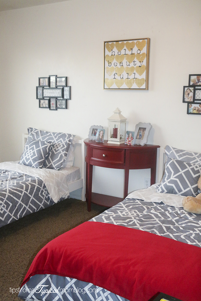 Gray and Red Teen Girl's Bedroom Makeover Ideas