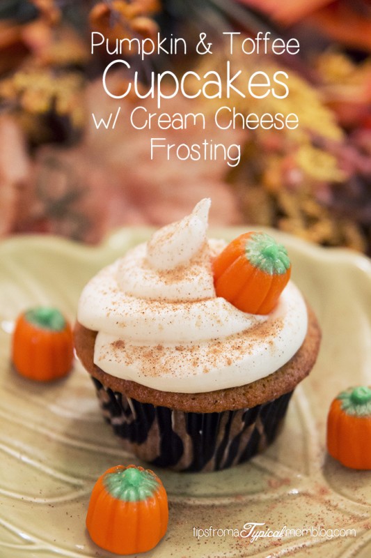 Pumpkin & Toffee Cupcakes with Cream Cheese Frosting