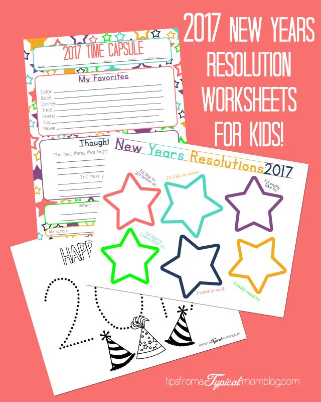 2017 New Years Resolution Worksheets for Kids