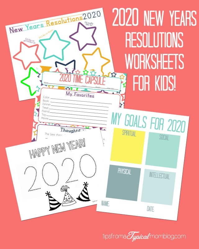 2020 New Years Resolution Worksheets for Kids