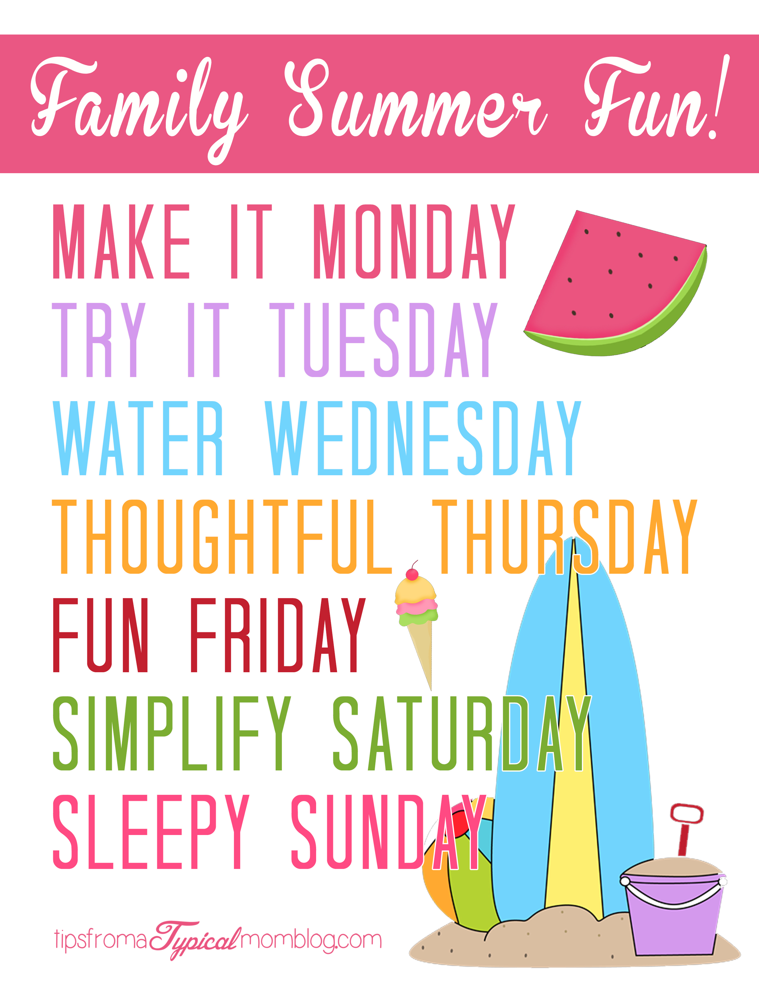 Summer Family Fun Activity Ideas & Free Printable