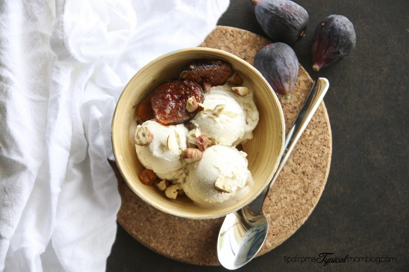 Spice Roasted Figs with Hazelnuts and Vanilla Ice Cream