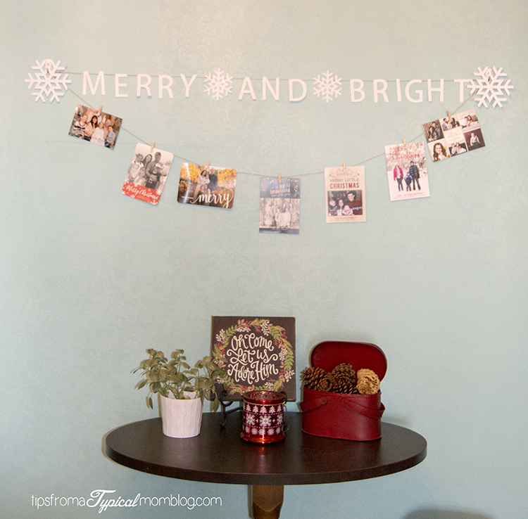 Merry and Bright Banner Christmas Card Display with Cricut