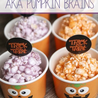 Jello Popcorn Balls AKA Pumpkin Brains
