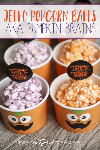 Halloween Jello Popcorn Balls AKA Pumpkin Brains