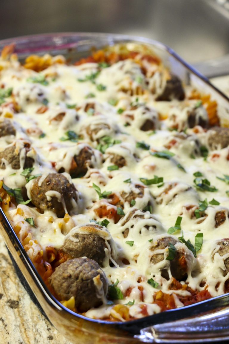 Meatball Pasta “Dump It And It” Weeknight Casserole + Giveaway