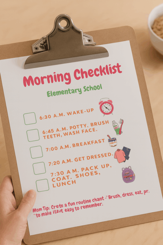 Preschool Morning Checklist Back to School
